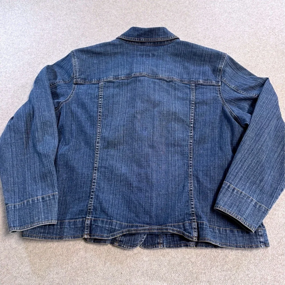 Coldwater Creek Denim Jacket Womens 2X Blue Button‎ Up Classic Trucker Wash Chic